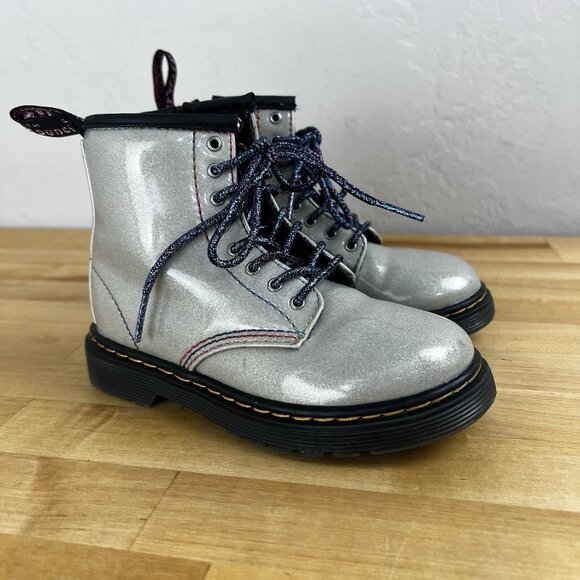 Dr. Doc Martens 1460 Combat Boots Kids Gold Sparkly Unisex Toddler US Size 9